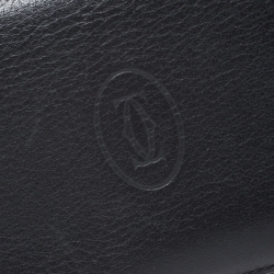 Pre Owned Cartier Black Leather Must de Cartier 7 CC Continental Wallet