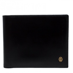 Pre Owned Cartier Black Leather Must De Cartier Bifold Wallet