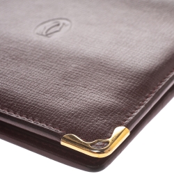Pre Owned Cartier Burgundy Leather Must De Cartier Bifold Wallet