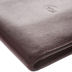 Pre Owned Cartier Burgundy Leather Must De Cartier Bifold Wallet