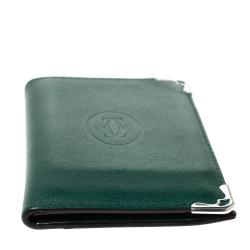 Pre Owned Cartier Green Leather Must de Cartier Card Holder