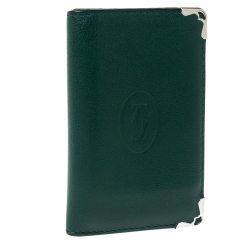 Pre Owned Cartier Green Leather Must de Cartier Card Holder