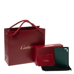Pre Owned Cartier Green Leather Must de Cartier Card Holder