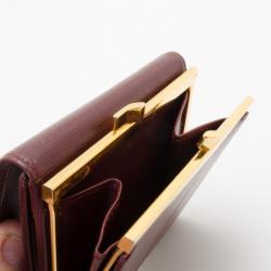 مملوكة مسبقًا Must De Cartier Kisslock Bordeaux Leather Wallet