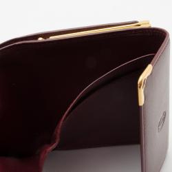 مملوكة مسبقًا Must De Cartier Kisslock Bordeaux Leather Wallet