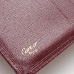مملوكة مسبقًا Must De Cartier Kisslock Bordeaux Leather Wallet