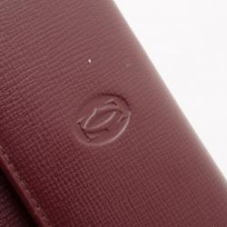 مملوكة مسبقًا Must De Cartier Kisslock Bordeaux Leather Wallet