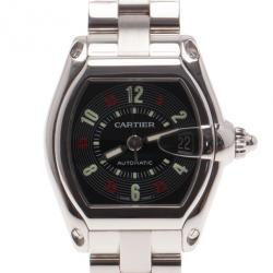 Pre Owned Cartier Black Stainless Steel Roadster Men's Writwatch 38MM