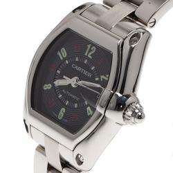 Pre Owned Cartier Black Stainless Steel Roadster Men's Writwatch 38MM