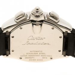 Pre Owned Cartier White and Silver Tone Dial Stainless Steel Roadster Men's Wristwatch 40 mm