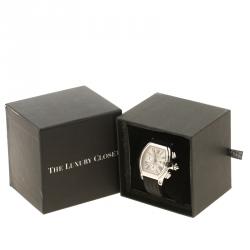 Pre Owned Cartier White and Silver Tone Dial Stainless Steel Roadster Men's Wristwatch 40 mm