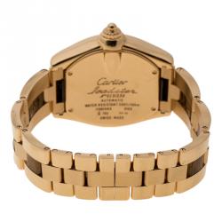 Pre Owned Cartier Brown 18K Rose Gold Limited Edition Roadster Men's Wristwatch 42 mm