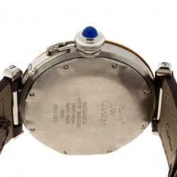Pre Owned Cartier Cream 18K Yellow Gold and Stainless Steel Pasha de Cartier 1033 Men's Wristwatch 38 mm