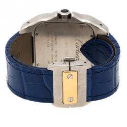 Pre Owned Cartier White Stainless Steel and 18K Yellow Gold Santos 100  2656 Men's Wristwatch 38 mm