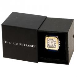 Pre Owned Cartier White Stainless Steel and 18K Yellow Gold Santos 100  2656 Men's Wristwatch 38 mm
