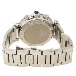 Pre Owned Cartier White Stainless Steel Pasha Seatimer Chronograph 2995 Men's Wristwatch 42MM
