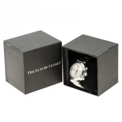 Pre Owned Cartier White Stainless Steel Pasha Seatimer Chronograph 2995 Men's Wristwatch 42MM