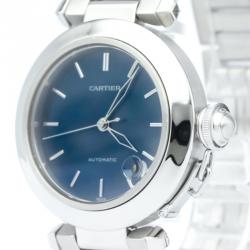 Pre Owned Cartier Blue Stainless Steel Pasha Men's Wristwatch 35MM