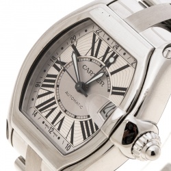 مملوكة مسبقًا Cartier Silver Stainless Steel Roadster XL GMT 2722 Men's Wristwatch 42 mm