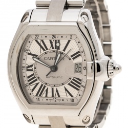 مملوكة مسبقًا Cartier Silver Stainless Steel Roadster XL GMT 2722 Men's Wristwatch 42 mm