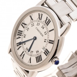 Pre Owned Cartier Silver Grey Stainless Steel Ronde Solo 2934 Men's Wristwatch 36 mm