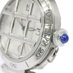 Cartier Silver White Stainless Steel Pasha 2379 Men's Wristwatch 38 mm