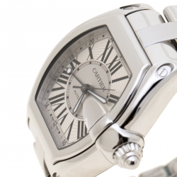 Pre Owned Cartier Silver Stainless Steel Roadster XL GMT 2722 Men's Wristwatch 42 mm