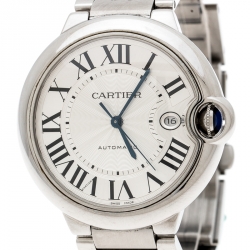 Pre Owned Cartier Silver Stainless Steel Ballon Bleu 3765 Men's Wristwatch 42MM