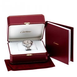 Pre Owned Cartier Silver Stainless Steel Ballon Bleu 3765 Men's Wristwatch 42MM