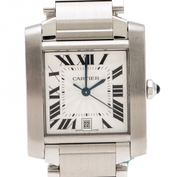 Pre Owned Cartier Silver Stainless Steel Tank Française 2302 Men's Wristwatch 28 mm