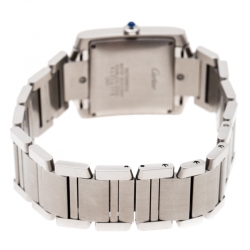 Pre Owned Cartier Silver Stainless Steel Tank Française 2302 Men's Wristwatch 28 mm