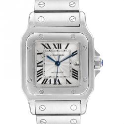Pre Owned Cartier Silver and Stainless Steel Santos Galbee W20055D6 Men's Wristwatch 29MM