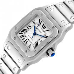 Pre Owned Cartier Silver and Stainless Steel Santos Galbee W20055D6 Men's Wristwatch 29MM