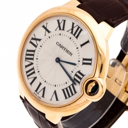 Cartier Silver 18k Rose Gold Ballon Bleu 3376 Men's Wristwatch 46MM