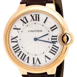 Cartier Silver 18k Rose Gold Ballon Bleu 3376 Men's Wristwatch 46MM