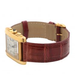 Pre Owned Cartier Silver Dial 18K Yellow Gold Tank Francaise 1830 Men's Watch