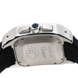 Pre Owned Cartier Silver Stainless Steel Santos 100 2740 Chronograph Men's Wristwatch 41 mm