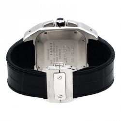 Cartier Silver Stainless Steel Santos 100 2740 Chronograph Men's Wristwatch 41 mm