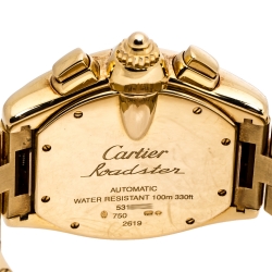 Pre Owned Cartier Champagne 18K Yellow Gold Roadster 2619 Men's Wristwatch 40 mm