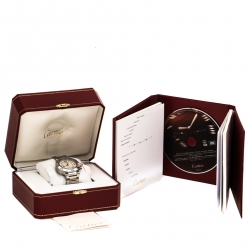 مملوكة مسبقًا Cartier Silver White Stainless Steel Pasha Seatimer 2790 Men's Wristwatch 40 mm