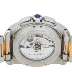 Pre Owned Cartier Silver 18K Rose Gold And Stainless Steel Calible De Chronograph W7100042 Men's Wristwatch 42 MM