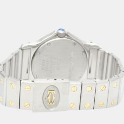 Pre Owned Cartier Silver 18k Yellow Gold And Stainless Steel Santos Octagon 187902 Quartz Men's Wristwatch 29 mm