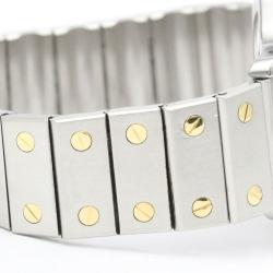 Pre Owned Cartier Silver 18k Yellow Gold And Stainless Steel Santos Octagon 187902 Quartz Men's Wristwatch 29 mm