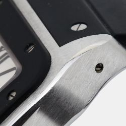 Pre Owned Cartier Silver Stainless Steel Rubber Santos 100 W20121U2 Men's Wristwatch 38 mm