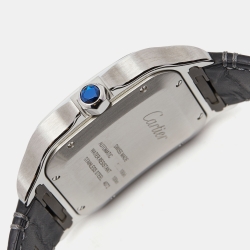 Pre Owned Cartier Silver Stainless Steel Alligator Leather Santos 4072 Men's Wristwatch 39.8 mm