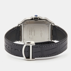 Pre Owned Cartier Silver Stainless Steel Alligator Leather Santos 4072 Men's Wristwatch 39.8 mm