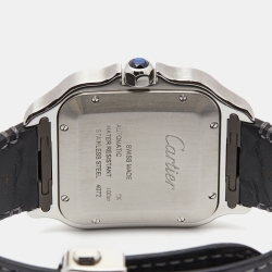 Pre Owned Cartier Silver Stainless Steel Alligator Leather Santos 4072 Men's Wristwatch 39.8 mm