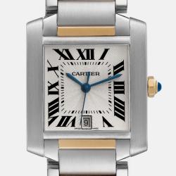 Cartier Tank Francaise Steel Yellow Gold Silver Dial Men's Watch 28 mm