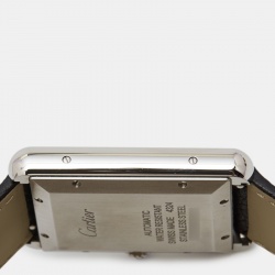 Pre Owned Cartier Silver Stainless Steel Leather Tank Must Extra Large WSTA0040 Unisex Wristwatch 31 mm