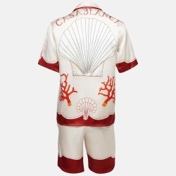 Casablanca Pink Printed Satin Tennis Club Shirt and Shorts Set XS